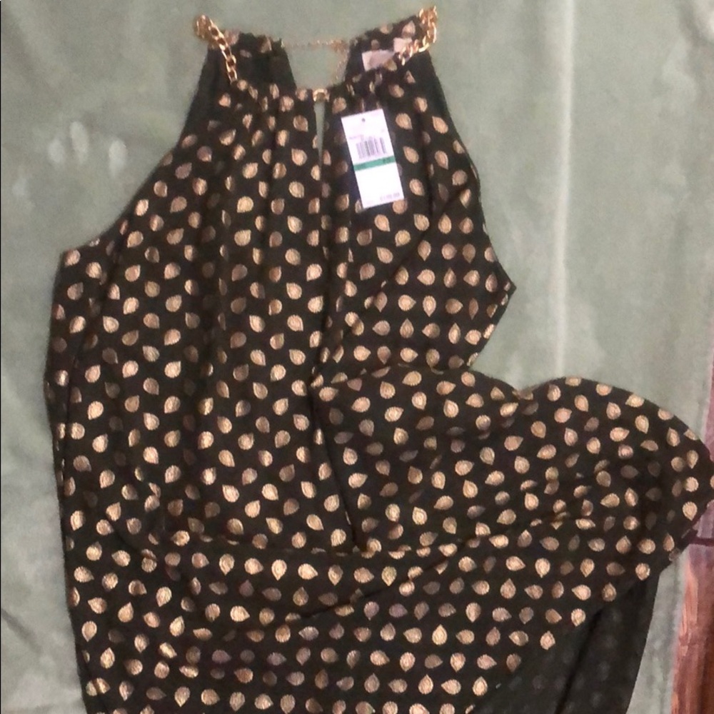 Michael Kors olive green gold chain neckline